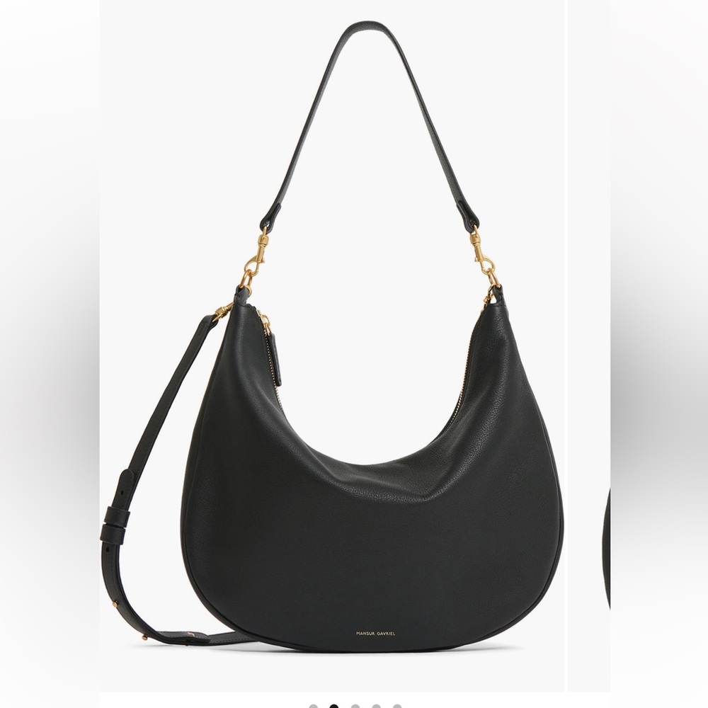 Mansur Gavriel Swing Leather Hobo Bag (Black)